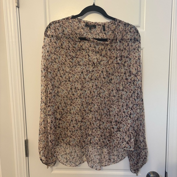 Theory Floral Sheer Bernetta Multi Chiffon High Low Blouse Top Silk Size Small - Picture 7 of 8